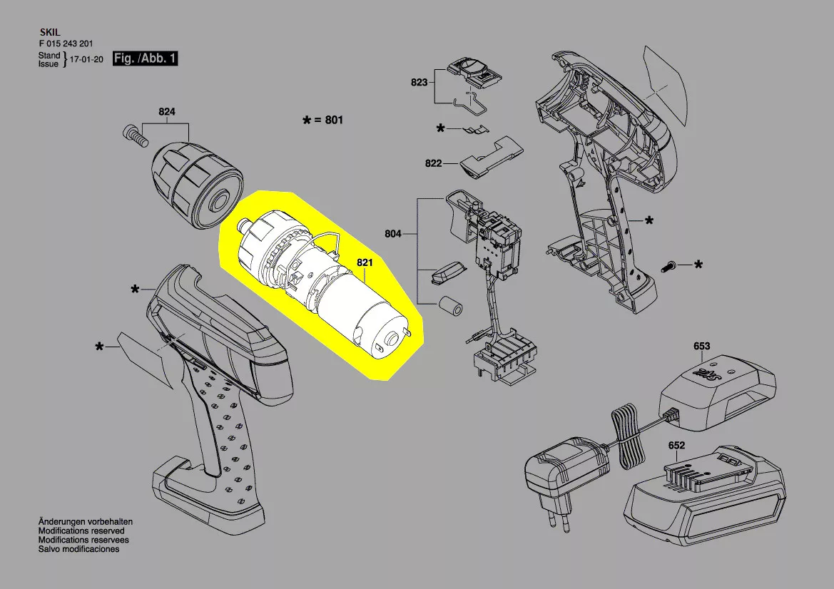 Moteur perceuse-visseuse réf. 2610Z09565 Skil